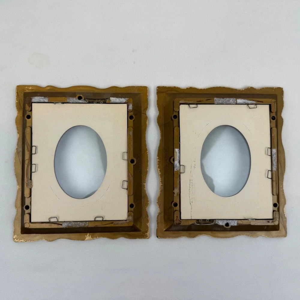 Vintage Gold Ornate Picture Frames Set of 2 Scalloped Scroll Wall Decor 6x7